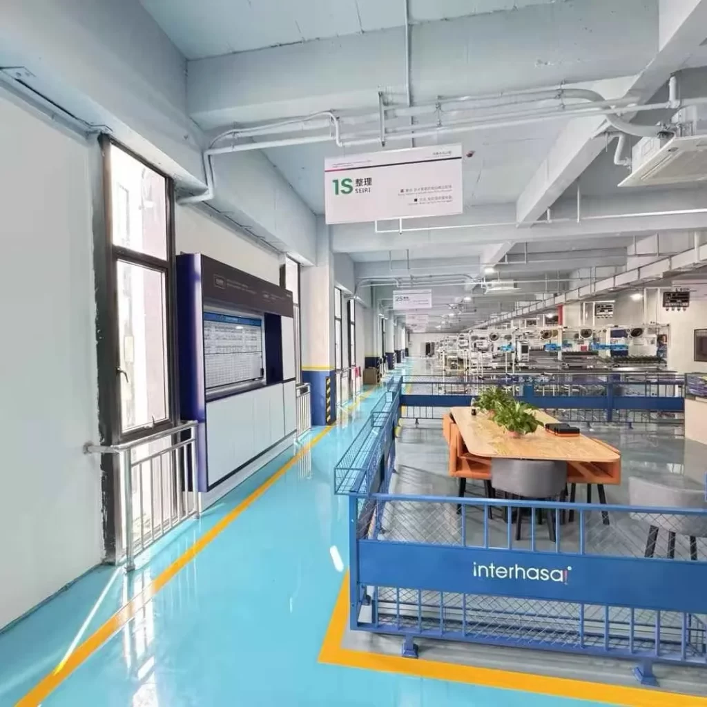 Interhasa modern factory interior view with rest area and 1S sorting label